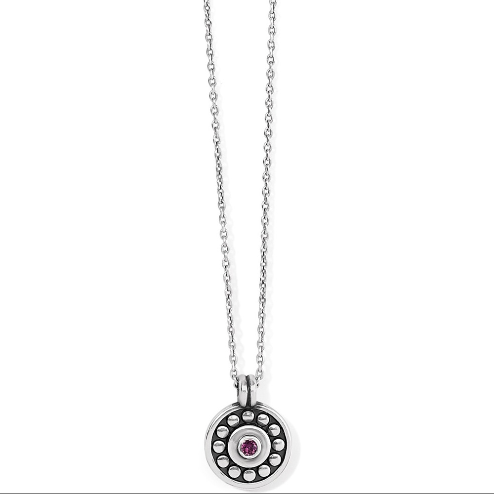 NWT Brighton Pebble Dot Medali Petite Reversible Necklace — FEBRUARY-AMETHYST